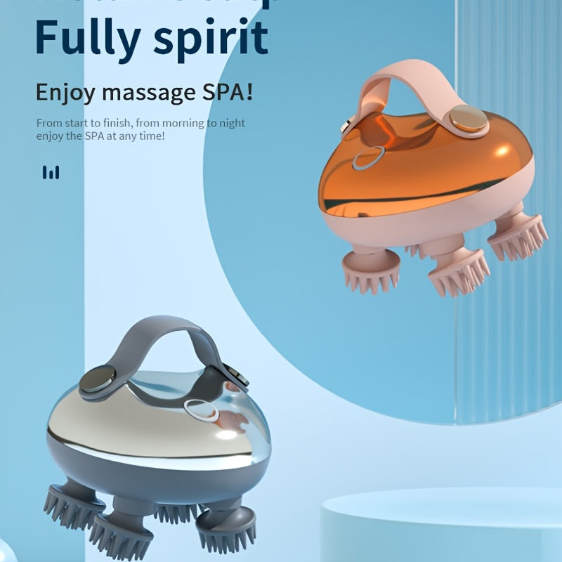 1pc XSEN Rechargeable Electric Scalp Massager, Handheld with 8 Detachable Claws, 3 Speeds, 2 Modes, USB Charging, Lithium Polymer Battery, Portable for Relaxation, Suitable for Women, Men, Pets