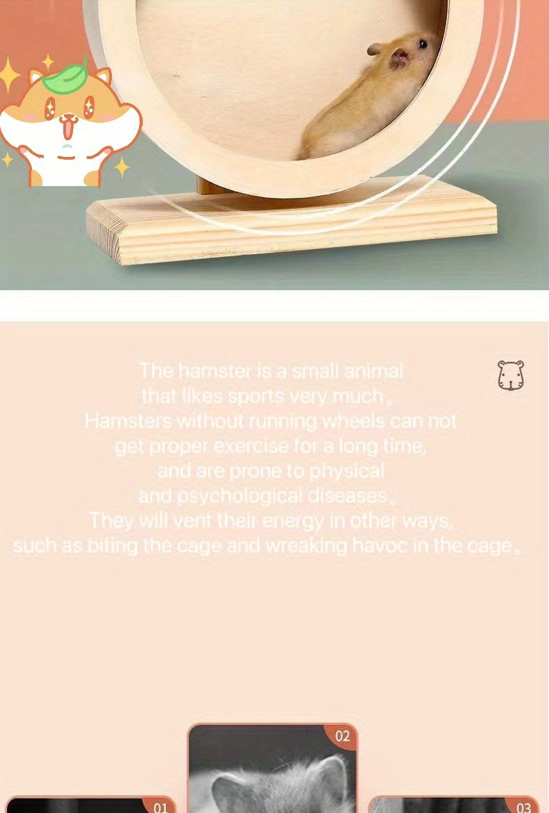 Silent Wooden Hamster Exercise Wheel - Ideal For Small Pets Like Hamsters, Gerbils, Mice, And Guinea Pigs - Promotes Healthy Exercise And Mental Stimulation
