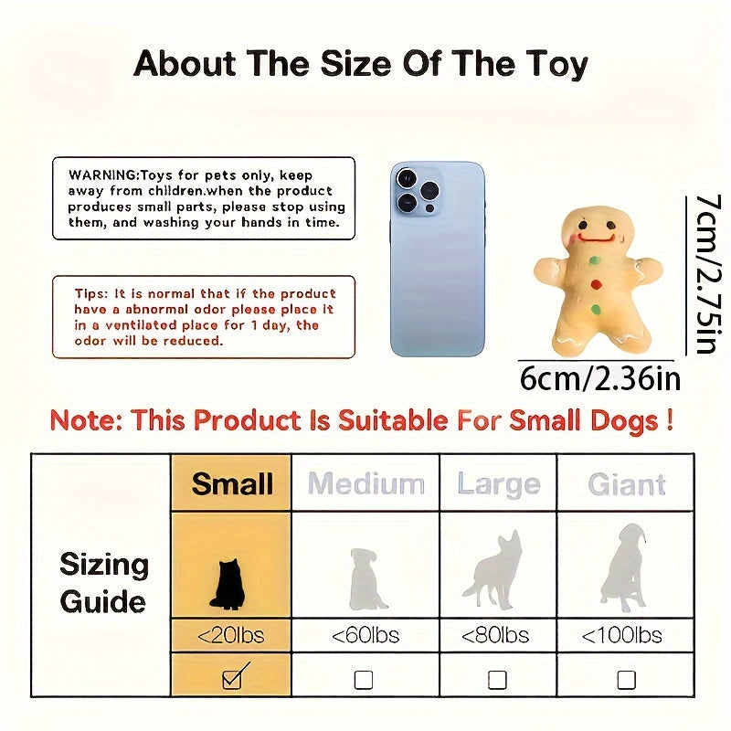 Adorable Christmas Gingerbread For Man Plush Toy - Soft, Cuddly, and Durable Fabric Construction for Pets, Perfect for Interactive Play, Chewing, and Snuggling - Ideal Holiday Gift for Pet Lovers