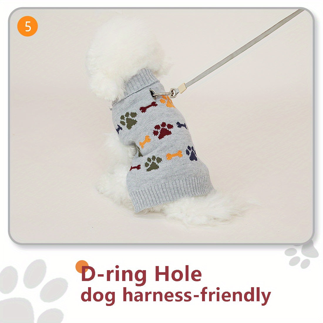 PETS TALE Premium Dog Sweater - Cozy Knit Pullover, Bone & Paw Print, Machine Washable for Small to Large Breeds