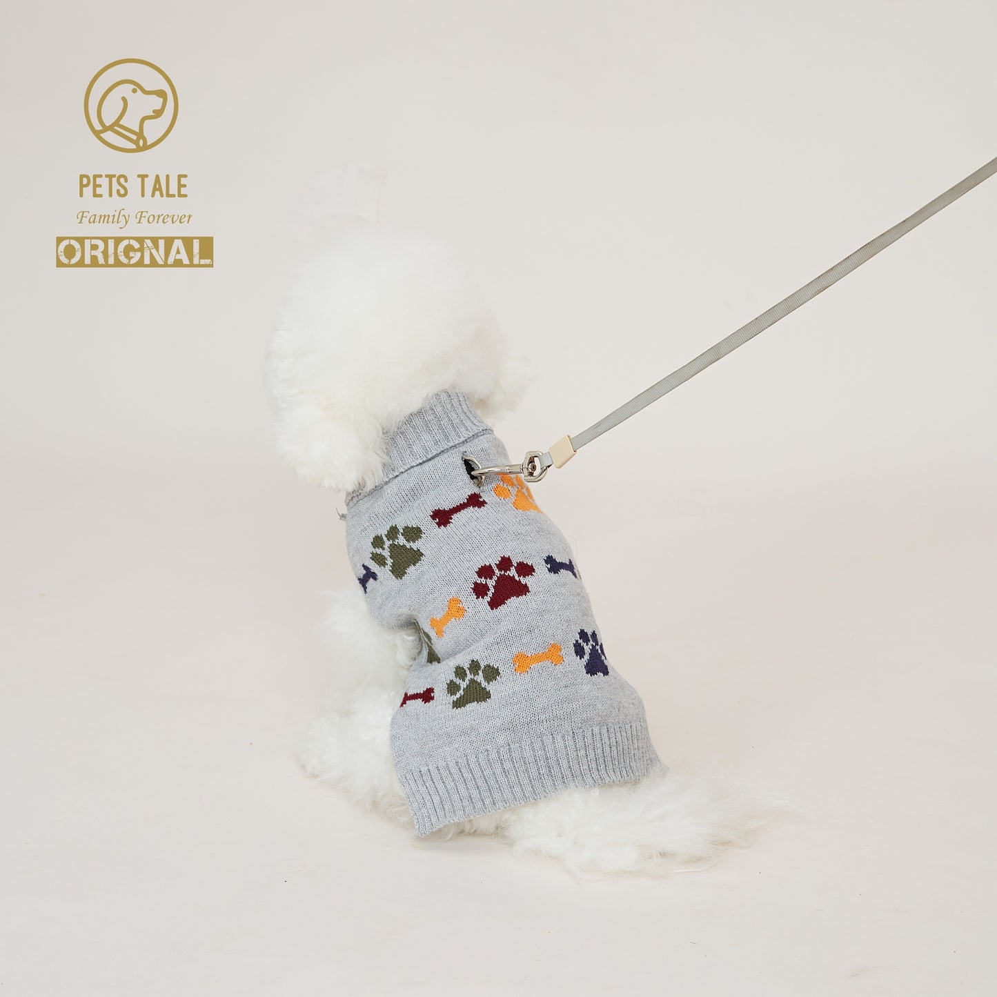 PETS TALE Premium Dog Sweater - Cozy Knit Pullover, Bone & Paw Print, Machine Washable for Small to Large Breeds