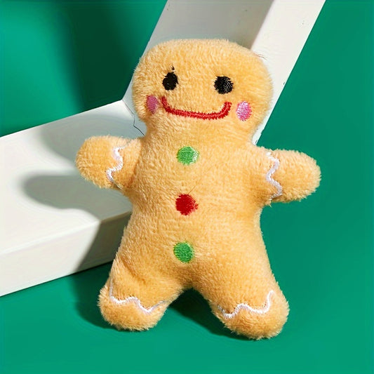 Adorable Christmas Gingerbread For Man Plush Toy - Soft, Cuddly, and Durable Fabric Construction for Pets, Perfect for Interactive Play, Chewing, and Snuggling - Ideal Holiday Gift for Pet Lovers