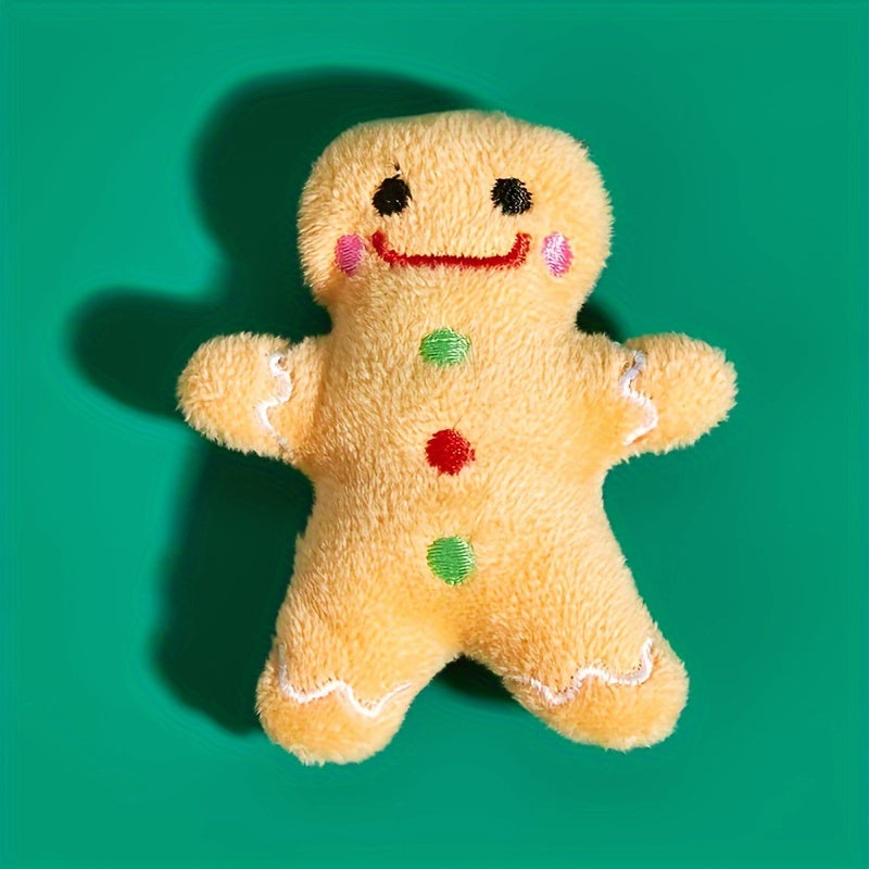Adorable Christmas Gingerbread For Man Plush Toy - Soft, Cuddly, and Durable Fabric Construction for Pets, Perfect for Interactive Play, Chewing, and Snuggling - Ideal Holiday Gift for Pet Lovers