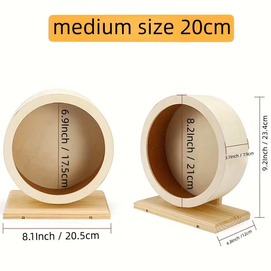 Silent Wooden Hamster Exercise Wheel - Ideal For Small Pets Like Hamsters, Gerbils, Mice, And Guinea Pigs - Promotes Healthy Exercise And Mental Stimulation