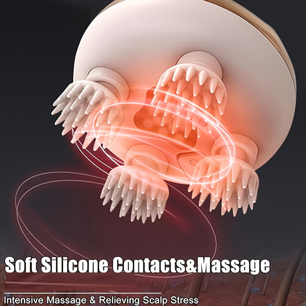 1pc XSEN Rechargeable Electric Scalp Massager, Handheld with 8 Detachable Claws, 3 Speeds, 2 Modes, USB Charging, Lithium Polymer Battery, Portable for Relaxation, Suitable for Women, Men, Pets