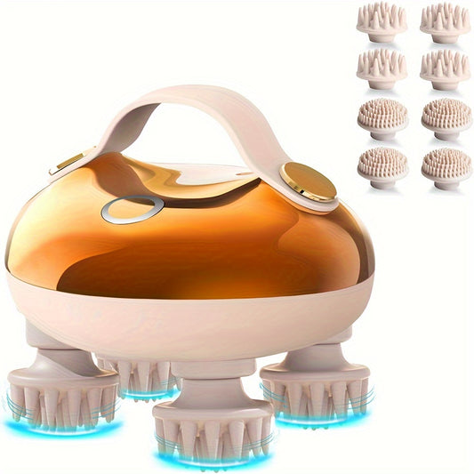 1pc XSEN Rechargeable Electric Scalp Massager, Handheld with 8 Detachable Claws, 3 Speeds, 2 Modes, USB Charging, Lithium Polymer Battery, Portable for Relaxation, Suitable for Women, Men, Pets