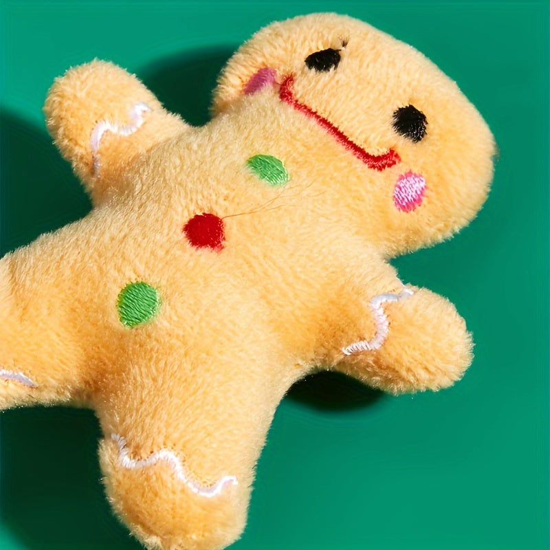 Adorable Christmas Gingerbread For Man Plush Toy - Soft, Cuddly, and Durable Fabric Construction for Pets, Perfect for Interactive Play, Chewing, and Snuggling - Ideal Holiday Gift for Pet Lovers