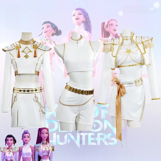KPop Rumi Mira Zoey White Singing Suit Women Halloween Carnival Party Role Playing Outfit Halloween Carnival Cosplay Costume