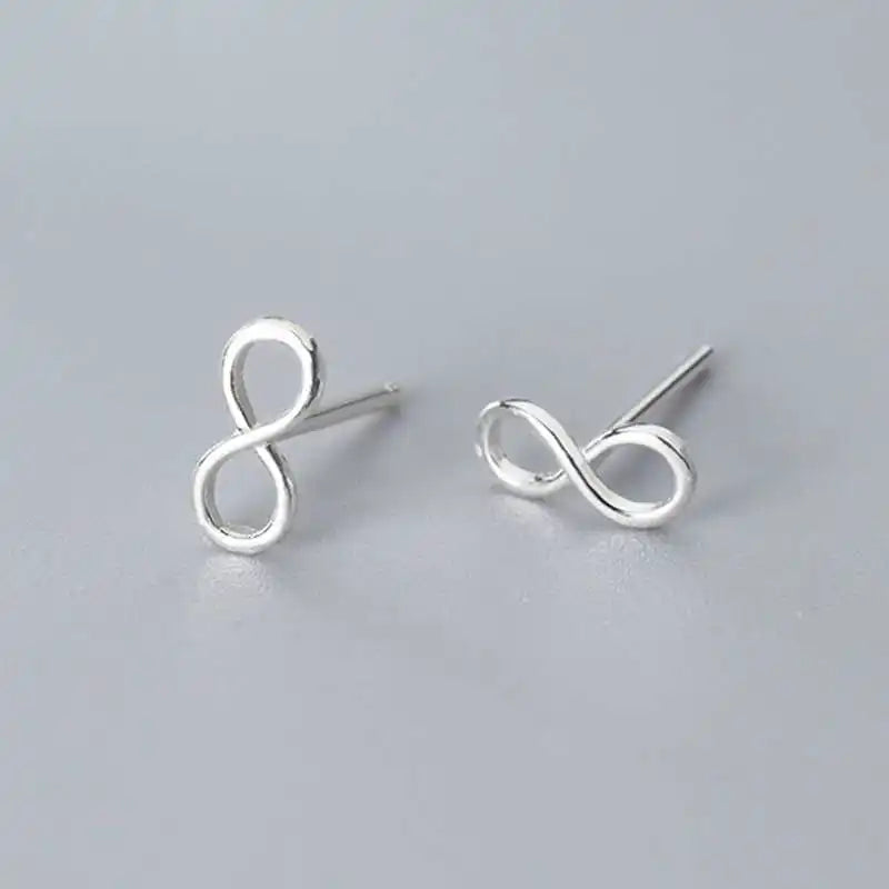 SOFTPIG Real 925 Sterling Silver Infinity symbol Stud Earrings For Fashion Woman Cute Fine Jewelry MInimalist Accessories Gift