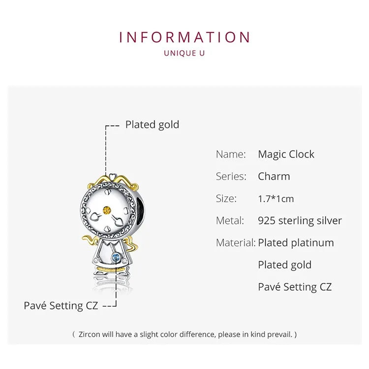 WOSTU Hot Sale 925 Sterling Silver Colock Pendant Magic Can Dangle Charm fit Original Bracelet & Necklace Fine Jewelry Gift