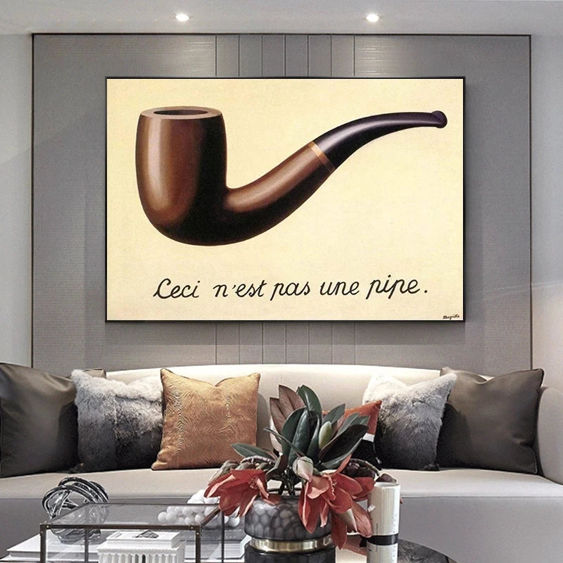 Magritte Famous This Is Not A Pipe Canvas Painting Posters and Prints Cuadros Wall Art Pictures for Living Room Home Decoration