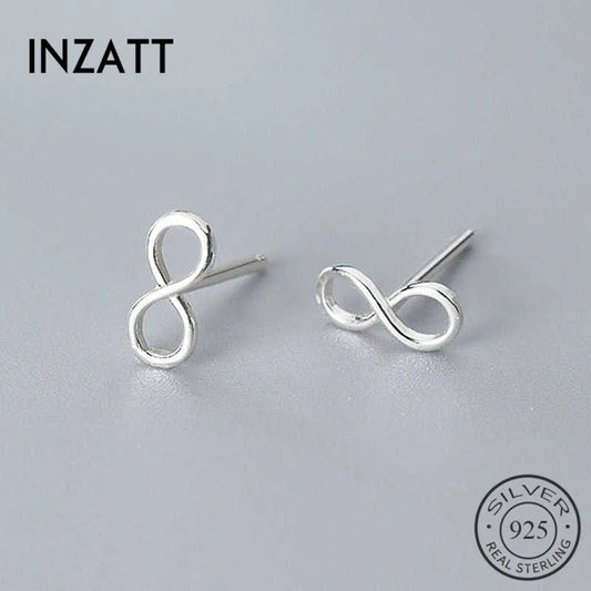 SOFTPIG Real 925 Sterling Silver Infinity symbol Stud Earrings For Fashion Woman Cute Fine Jewelry MInimalist Accessories Gift