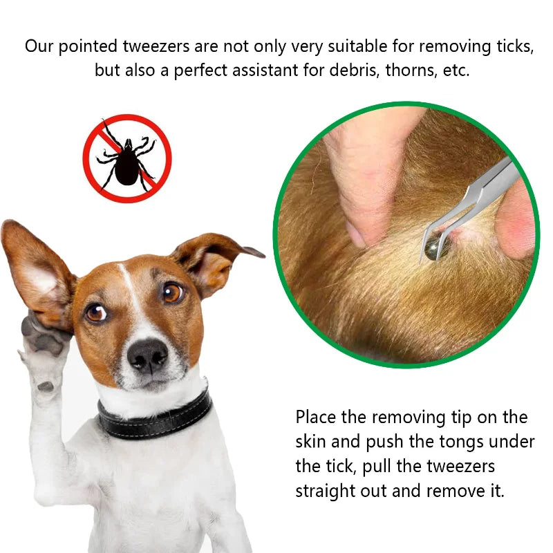 HOT Stainless Steel Pet Flea Remover Tool Scratching Hook Tweezers Clips Set Cat Dog Tick Removal Tool Pet Grooming Supplies