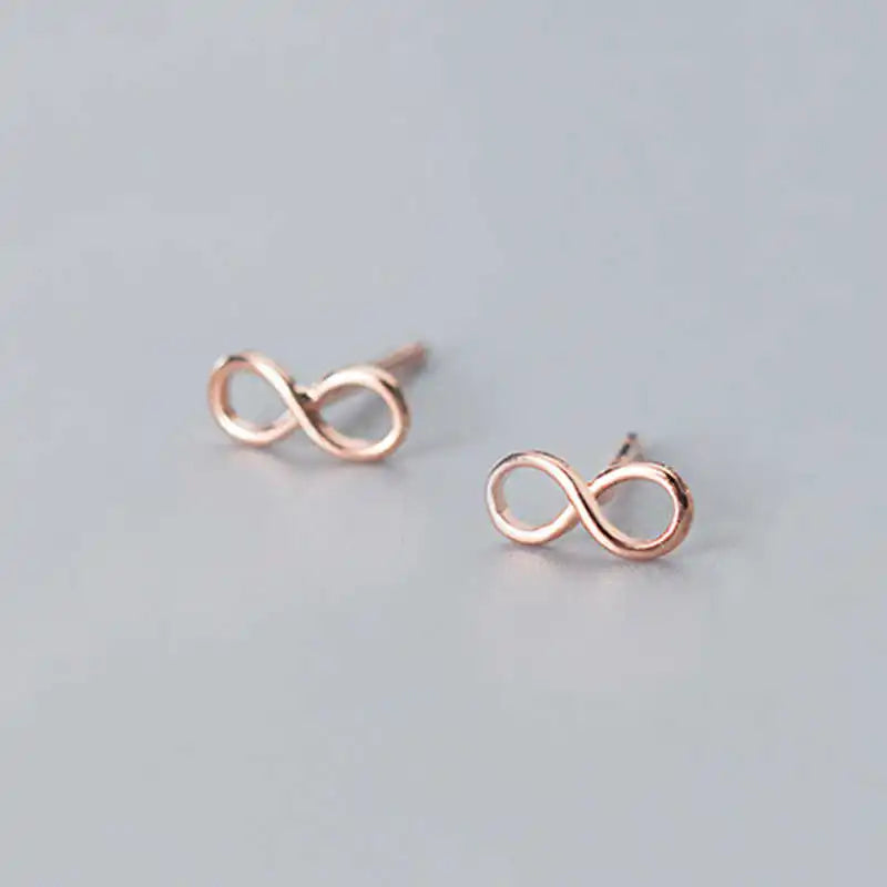 SOFTPIG Real 925 Sterling Silver Infinity symbol Stud Earrings For Fashion Woman Cute Fine Jewelry MInimalist Accessories Gift