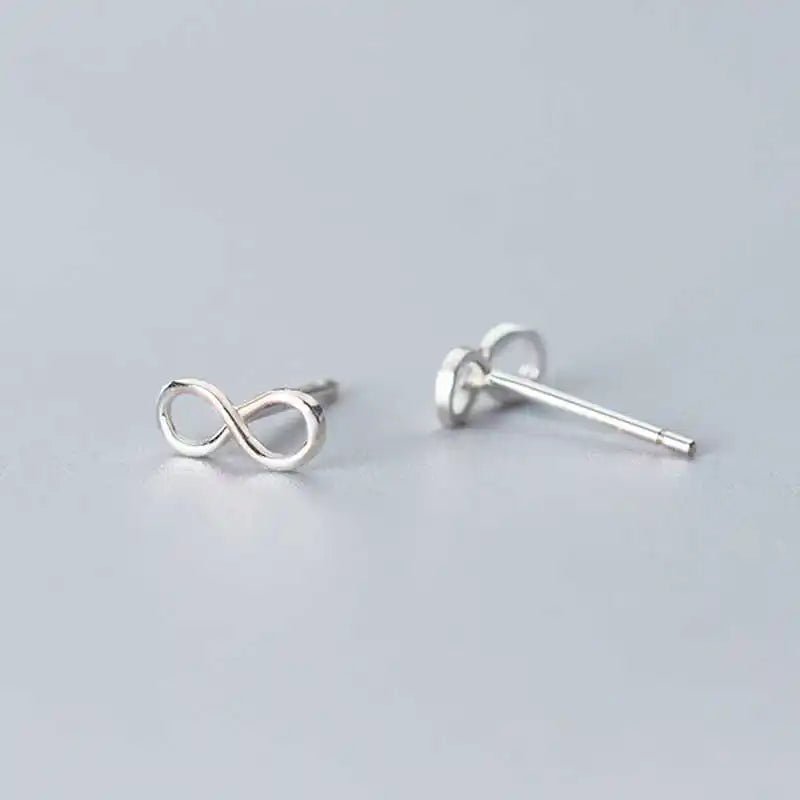 SOFTPIG Real 925 Sterling Silver Infinity symbol Stud Earrings For Fashion Woman Cute Fine Jewelry MInimalist Accessories Gift