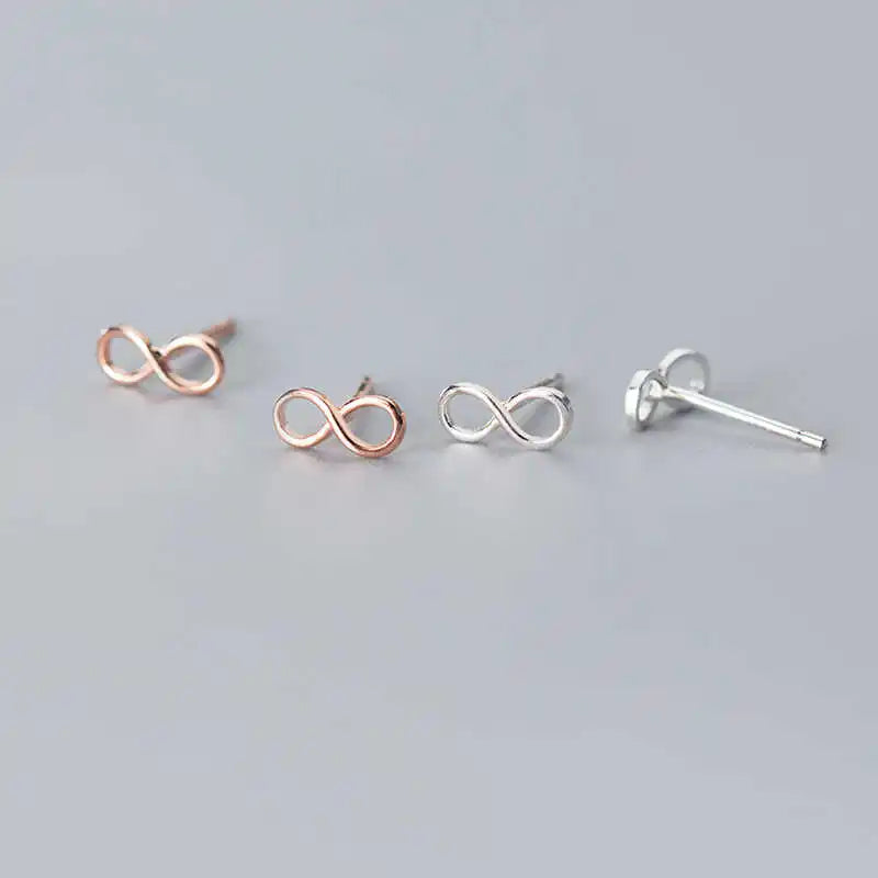 SOFTPIG Real 925 Sterling Silver Infinity symbol Stud Earrings For Fashion Woman Cute Fine Jewelry MInimalist Accessories Gift
