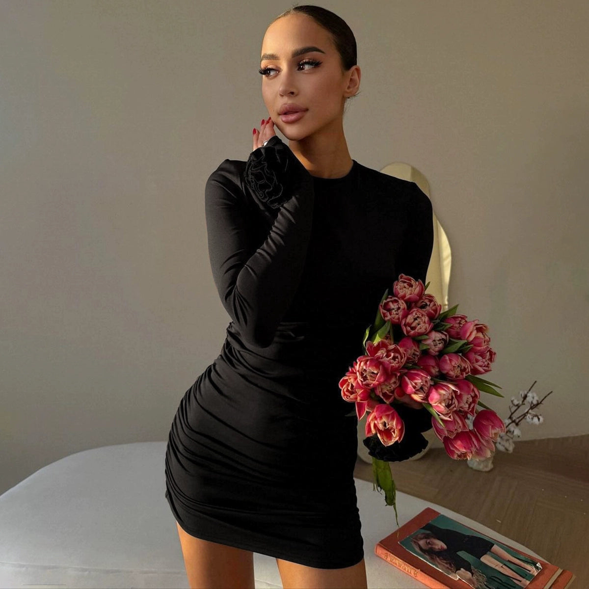 Crew Neck Long Sleeves Dress