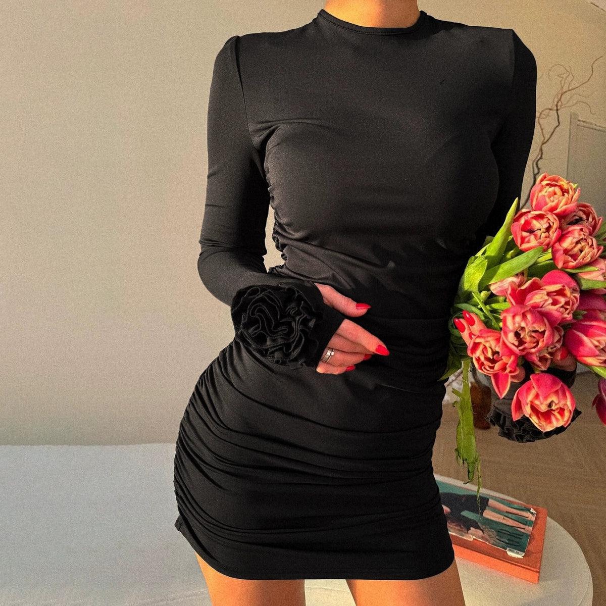 Crew Neck Long Sleeves Dress