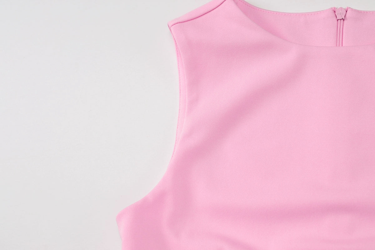 Gusty French Style Chic Sexy Temperament Hip Skirt Sleeveless Vest Dress Adult Lady like Woman Work Clothing Pure Color Business Suit and Dress