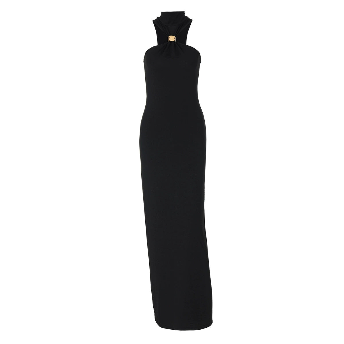Outfitgirl Fashion Style Ins New Arrival Elegant Halter Tube Top Dress Black over-the-Knee Slim Looking Date Dress