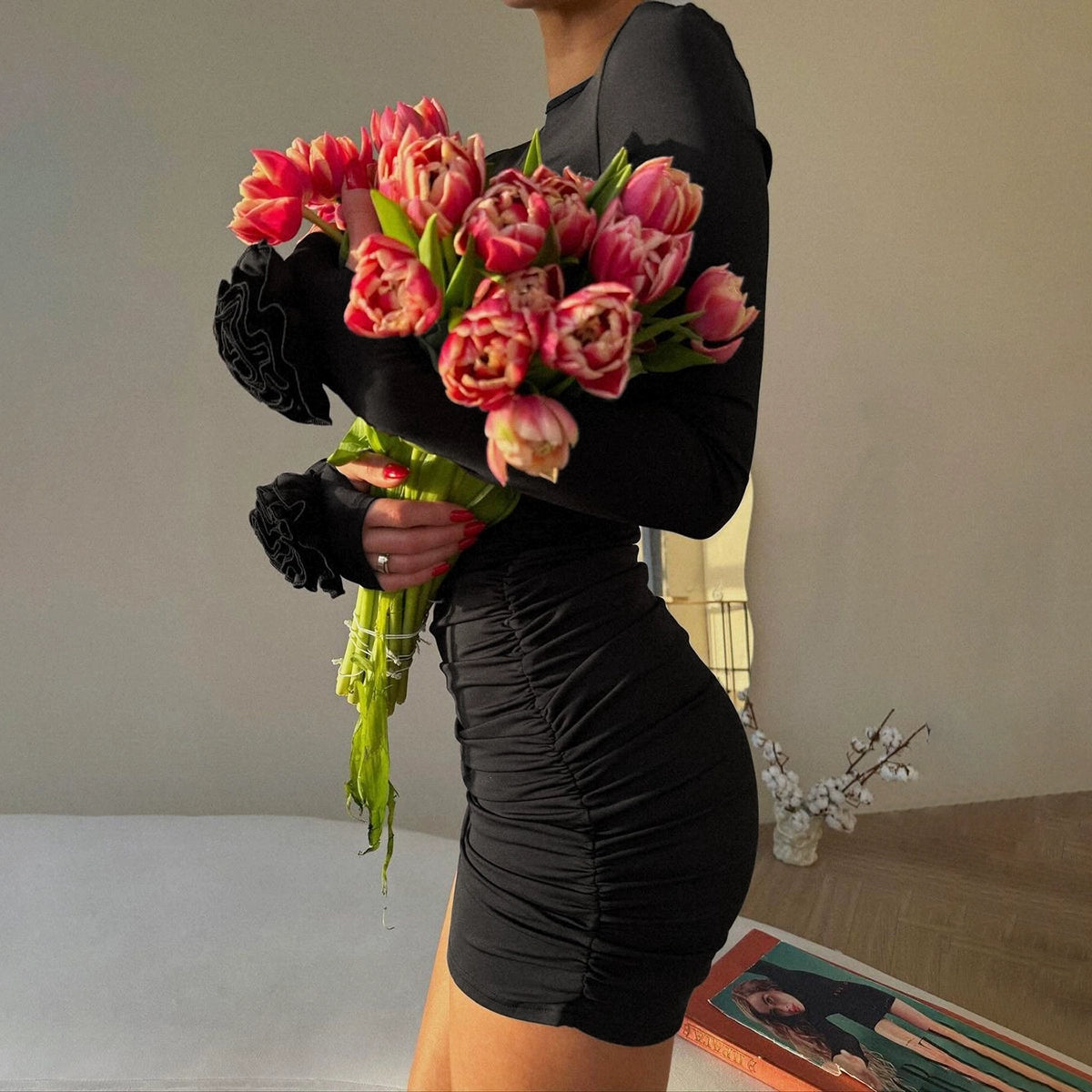 Crew Neck Long Sleeves Dress