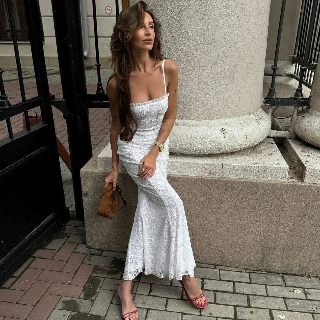 Fashion Style 2025 Summer New Arrival Women's Clothing Elegant Sexy Pure Color Mesh Patchwork Cut Out Silm Sling