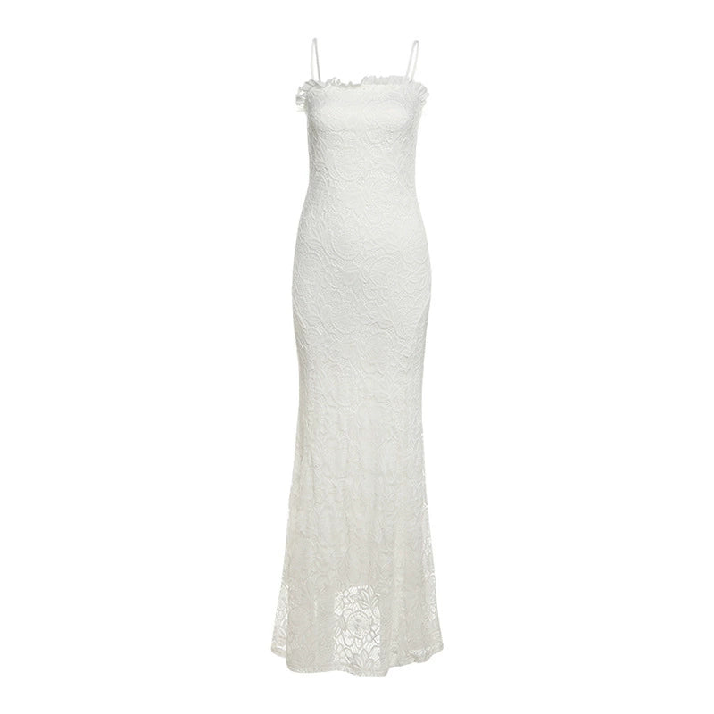 Fashion Style 2025 Summer New Arrival Women's Clothing Elegant Sexy Pure Color Mesh Patchwork Cut Out Silm Sling