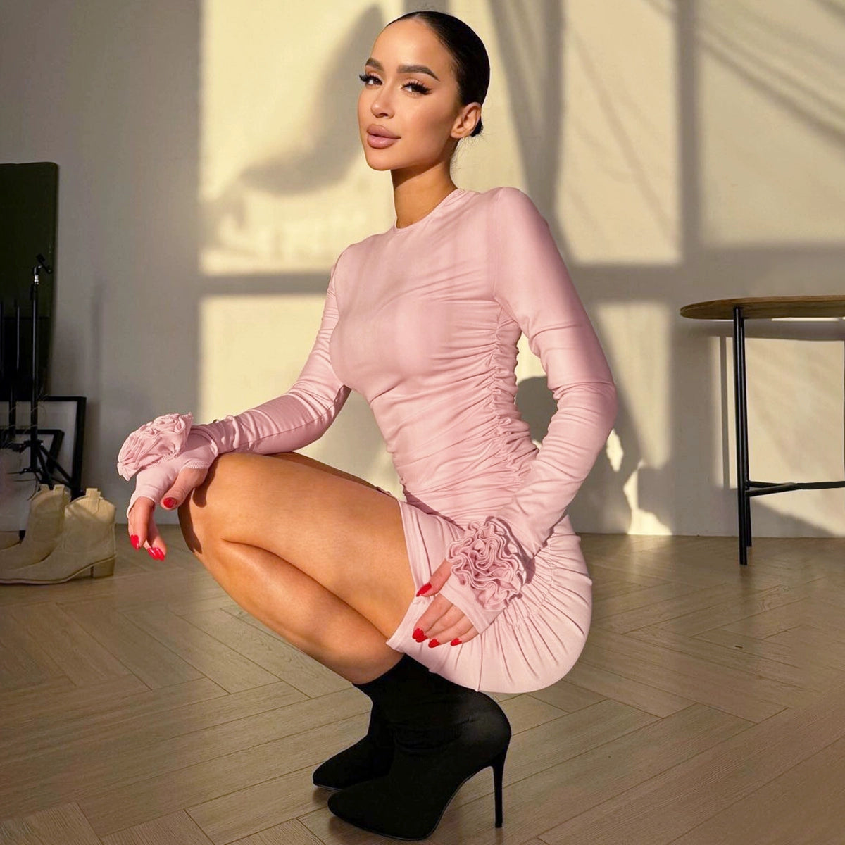 Crew Neck Long Sleeves Dress