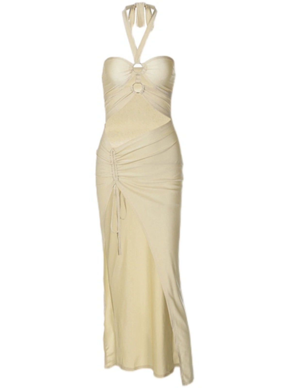 Sexy Split Wrapped Dress Hollow-out Halter Strap Backless Dress