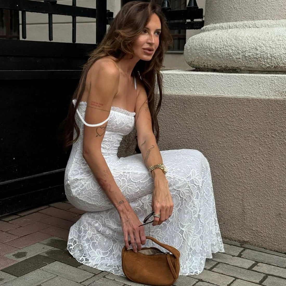 Fashion Style 2025 Summer New Arrival Women's Clothing Elegant Sexy Pure Color Mesh Patchwork Cut Out Silm Sling