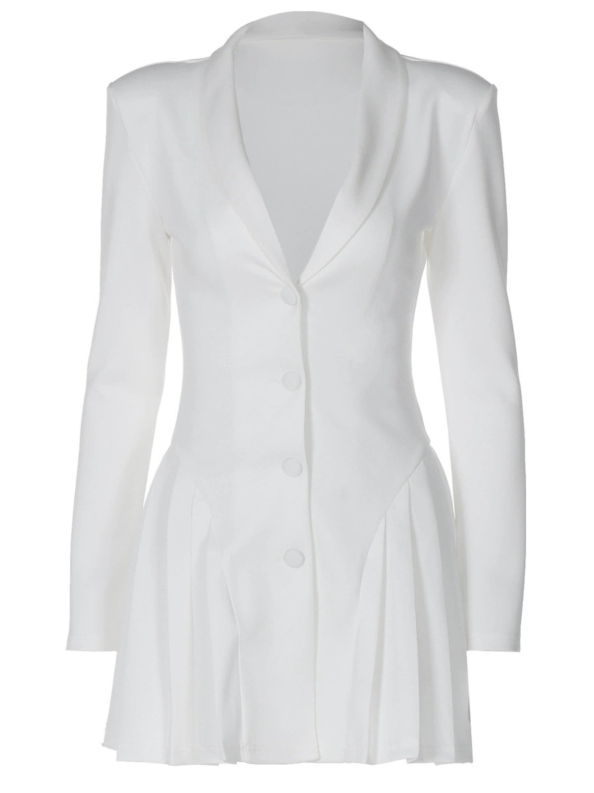 European and American Sexy Sexy Low Cut V-neck Long-Sleeve Dress Side Pleated Patchwork Design High Waist Button Cardigan A- line Skirt