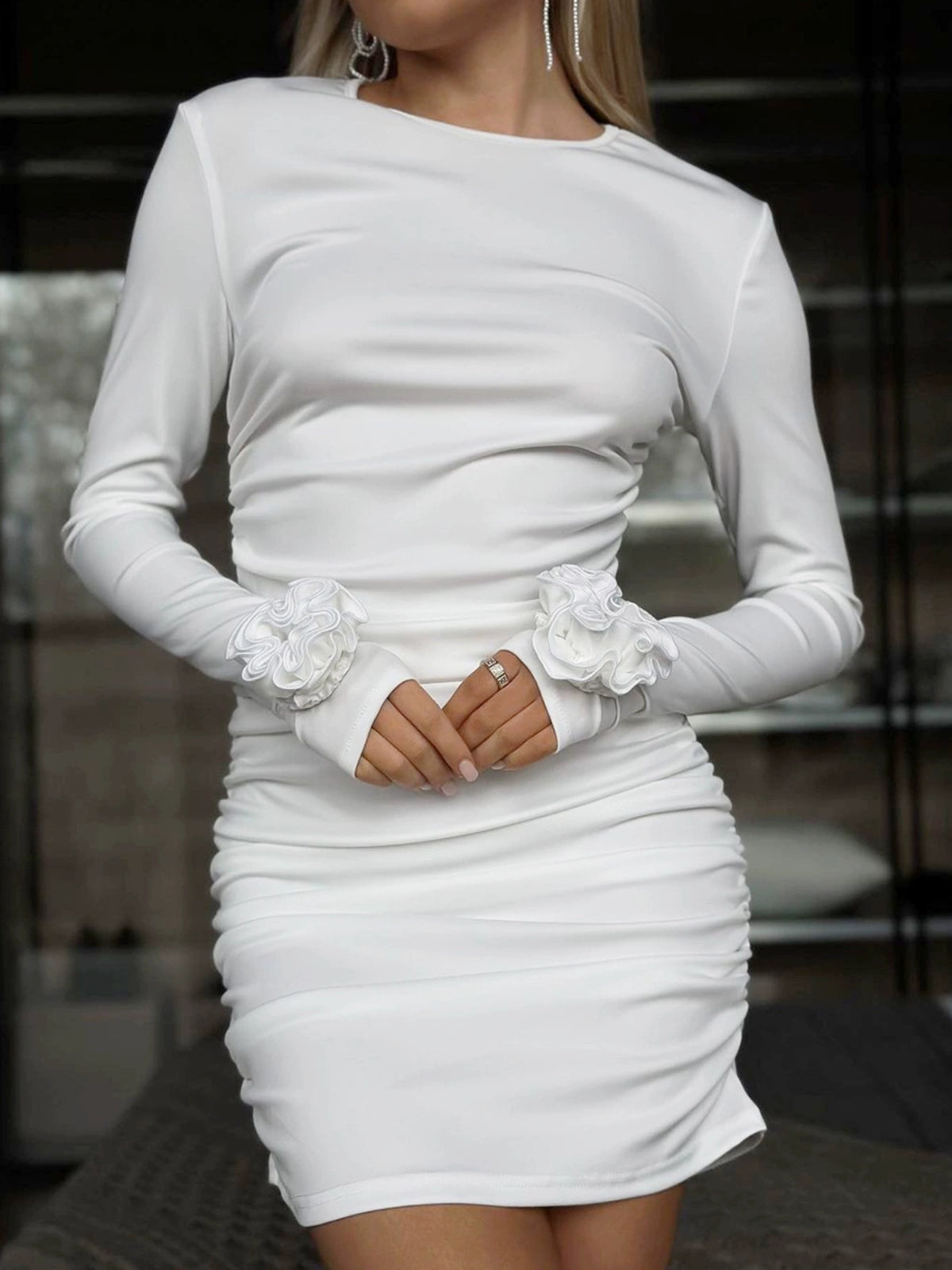 Crew Neck Long Sleeves Dress