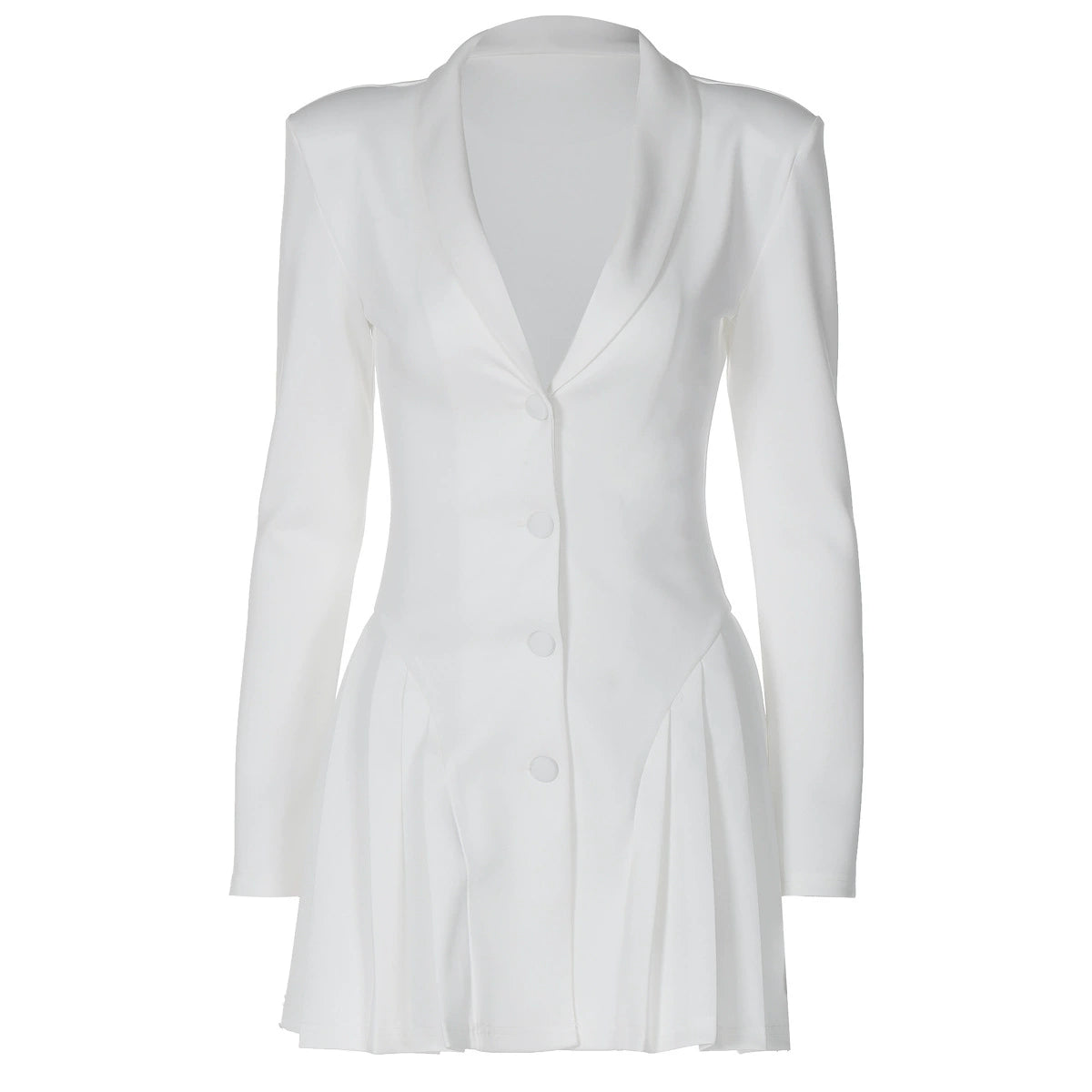 European and American Sexy Sexy Low Cut V-neck Long-Sleeve Dress Side Pleated Patchwork Design High Waist Button Cardigan A- line Skirt