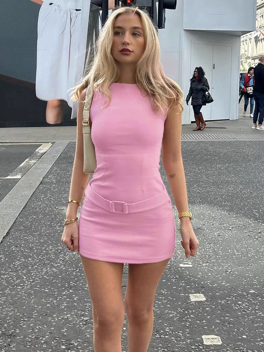 Gusty French Style Chic Sexy Temperament Hip Skirt Sleeveless Vest Dress Adult Lady like Woman Work Clothing Pure Color Business Suit and Dress