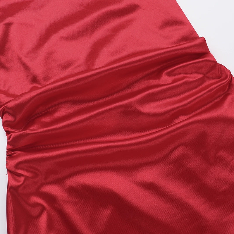 Xiaoke Wiwi European and American Sexy Sling Backless Bandage Split Frill Dress Banquet Birthday Party dress