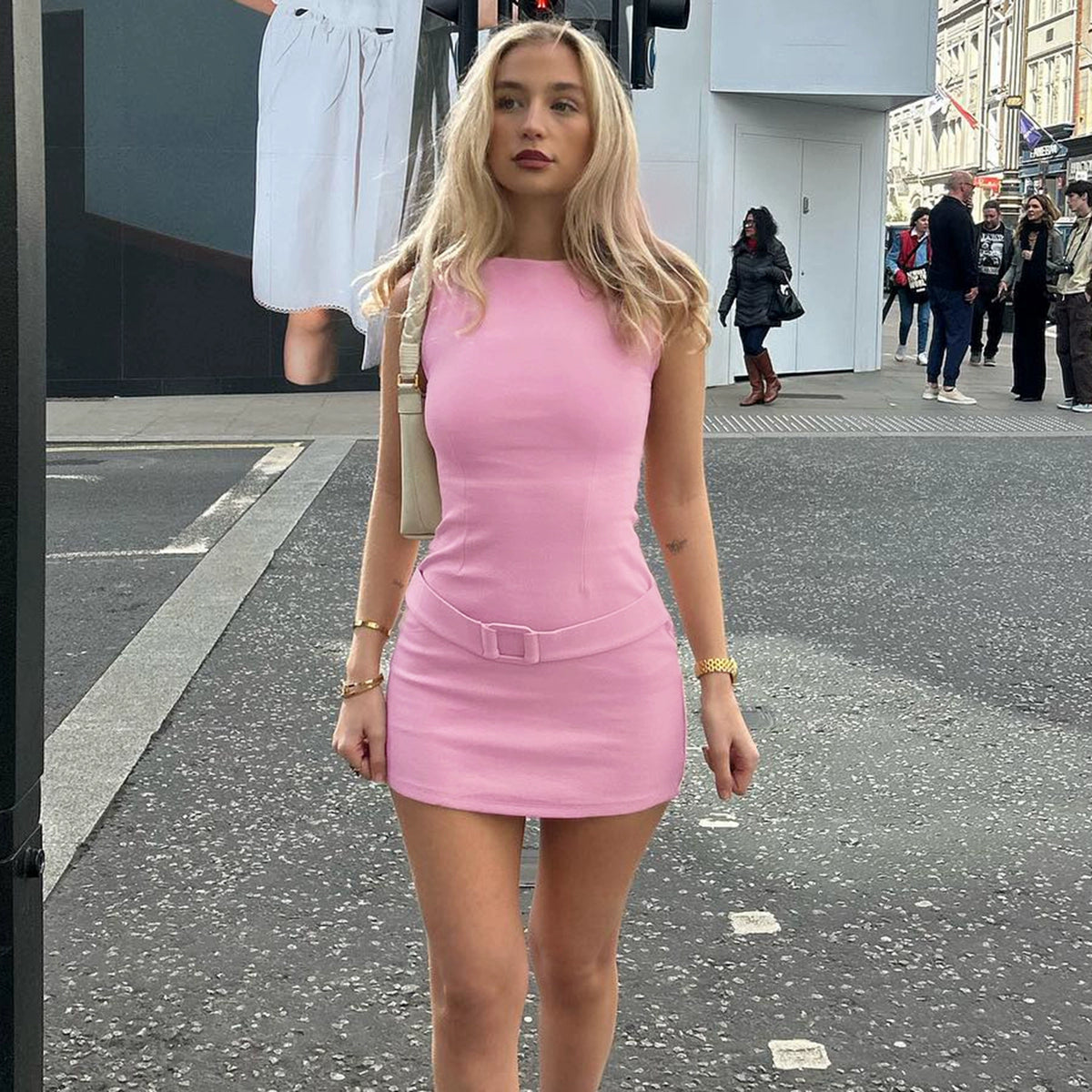 Gusty French Style Chic Sexy Temperament Hip Skirt Sleeveless Vest Dress Adult Lady like Woman Work Clothing Pure Color Business Suit and Dress