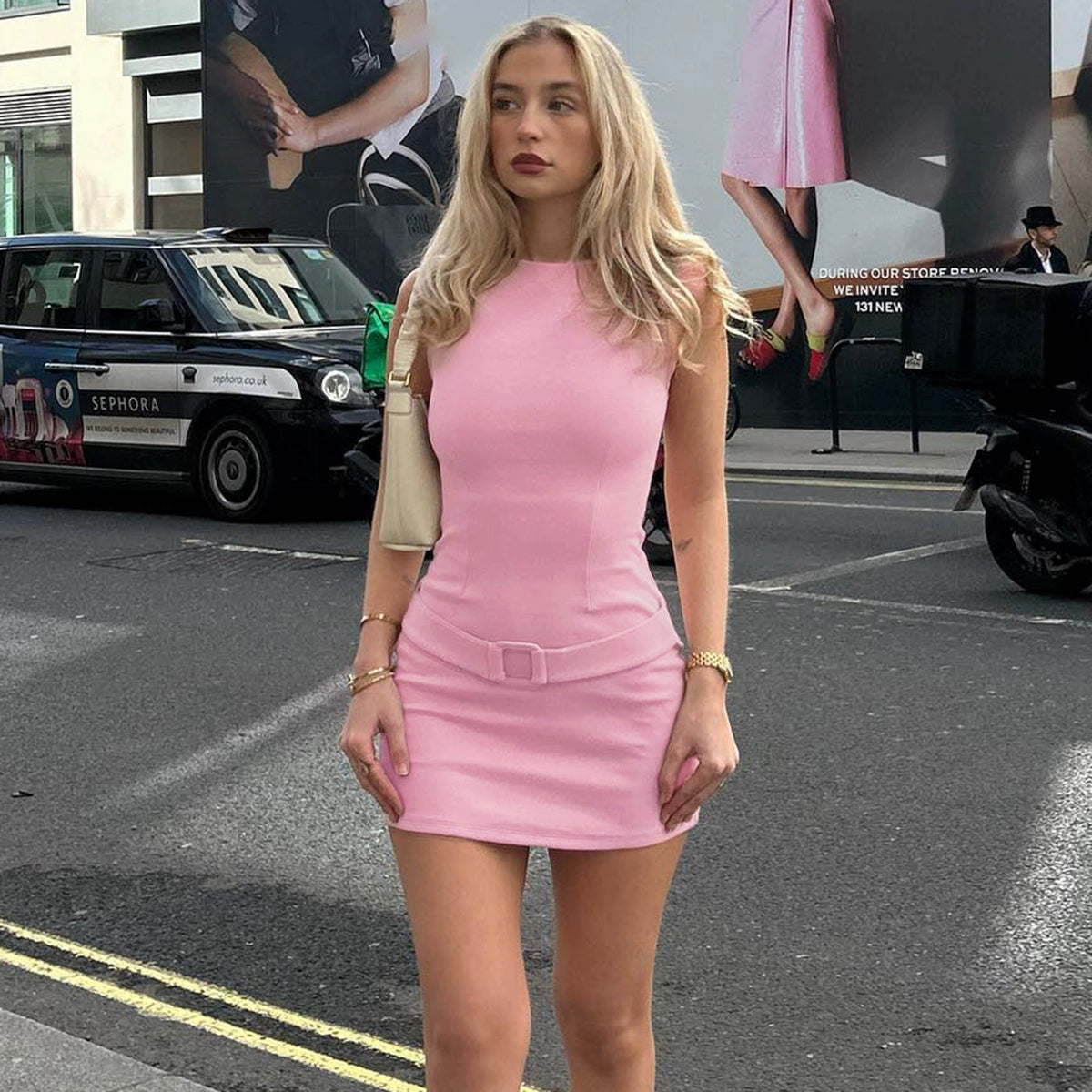 Gusty French Style Chic Sexy Temperament Hip Skirt Sleeveless Vest Dress Adult Lady like Woman Work Clothing Pure Color Business Suit and Dress