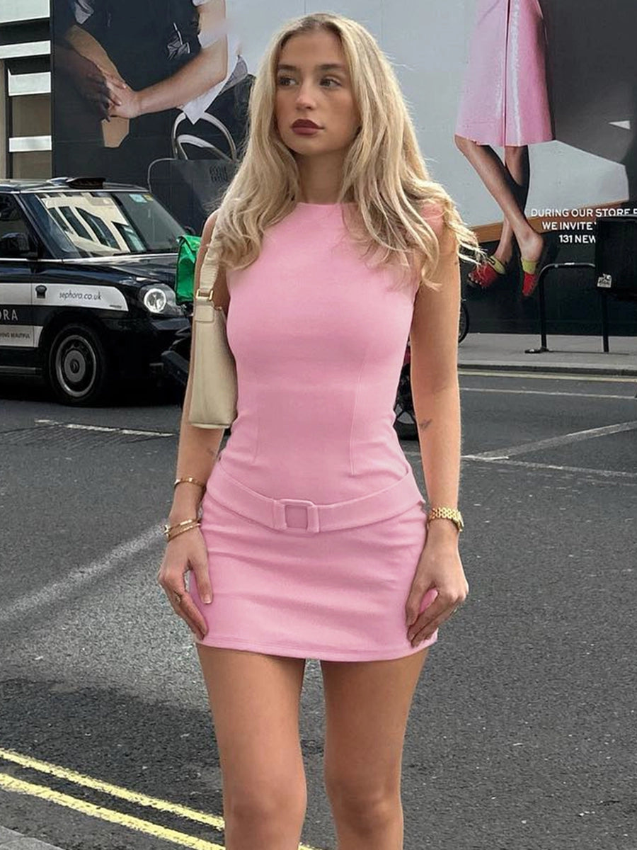 Gusty French Style Chic Sexy Temperament Hip Skirt Sleeveless Vest Dress Adult Lady like Woman Work Clothing Pure Color Business Suit and Dress