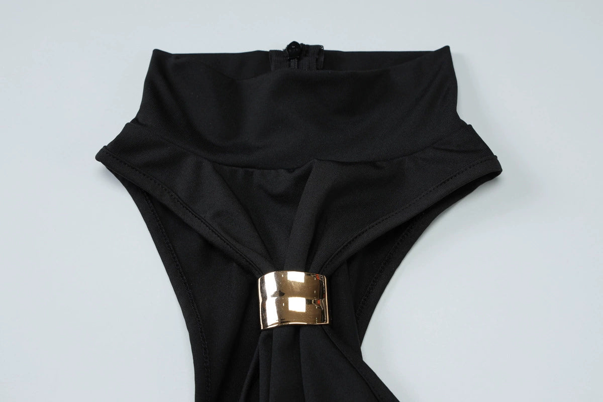 Outfitgirl Fashion Style Ins New Arrival Elegant Halter Tube Top Dress Black over-the-Knee Slim Looking Date Dress