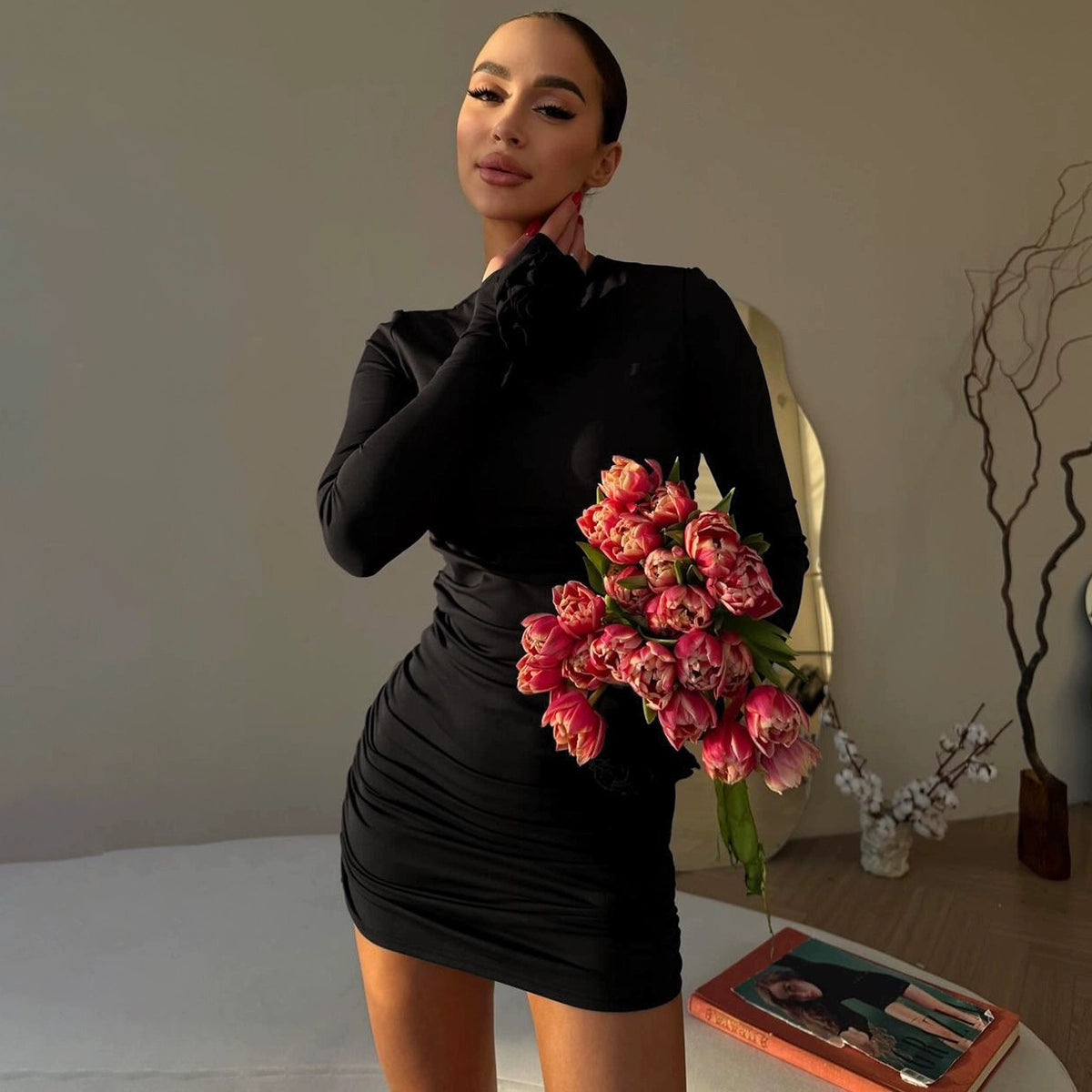 Crew Neck Long Sleeves Dress