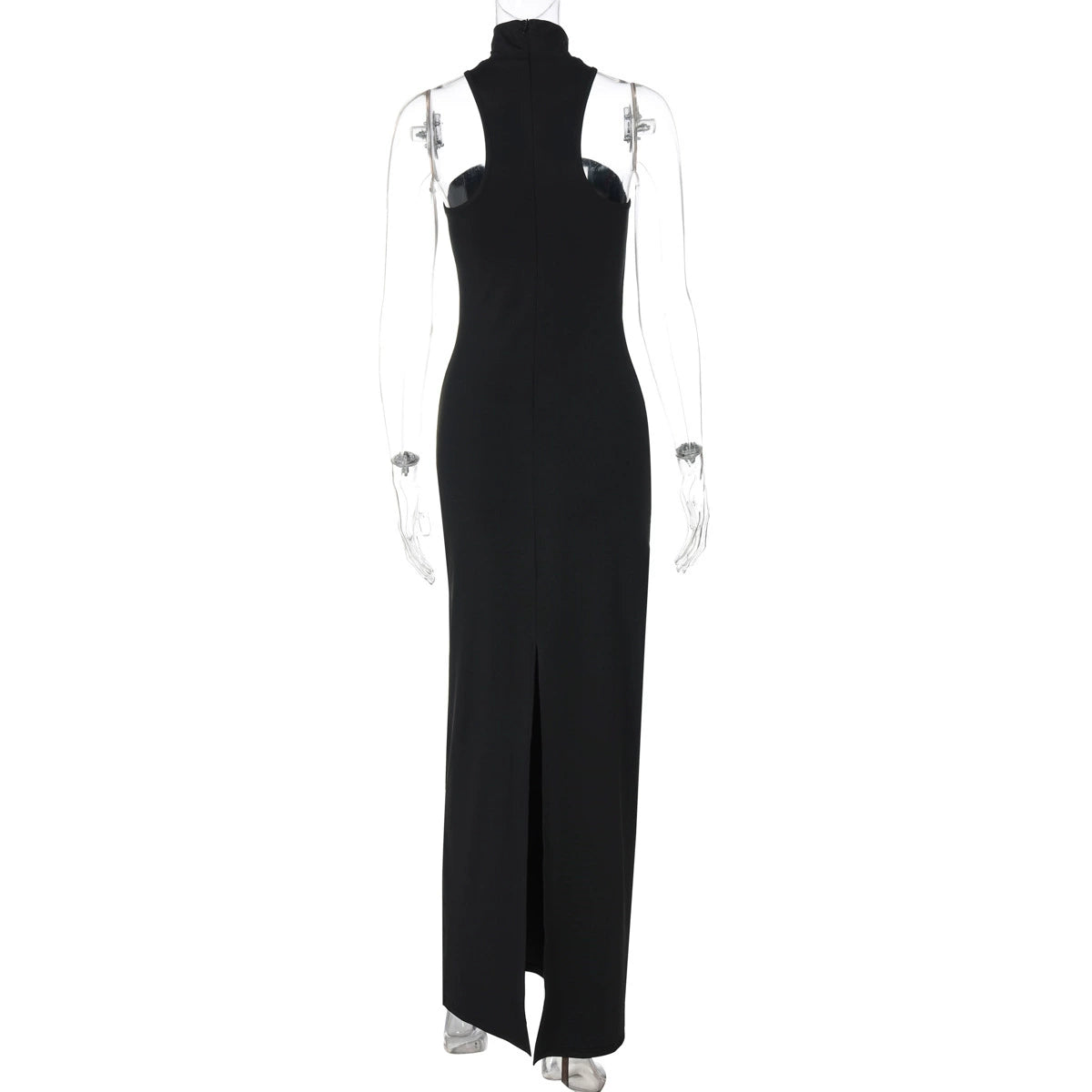 Outfitgirl Fashion Style Ins New Arrival Elegant Halter Tube Top Dress Black over-the-Knee Slim Looking Date Dress