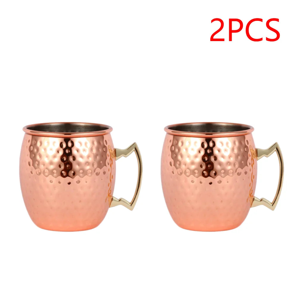 Moscow Mule Copper Mugs Metal Beer Cup Stainless Steel Copper Goblet Cocktai Wine Coffee Cup Champagne Party Bar Drinkware Tools