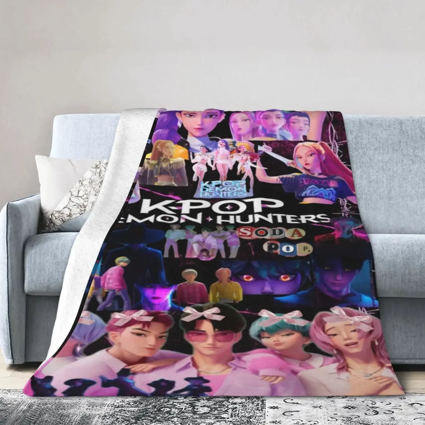 Cool K-Pop Demon Anime Hunter Super Soft Flannel Blanket
