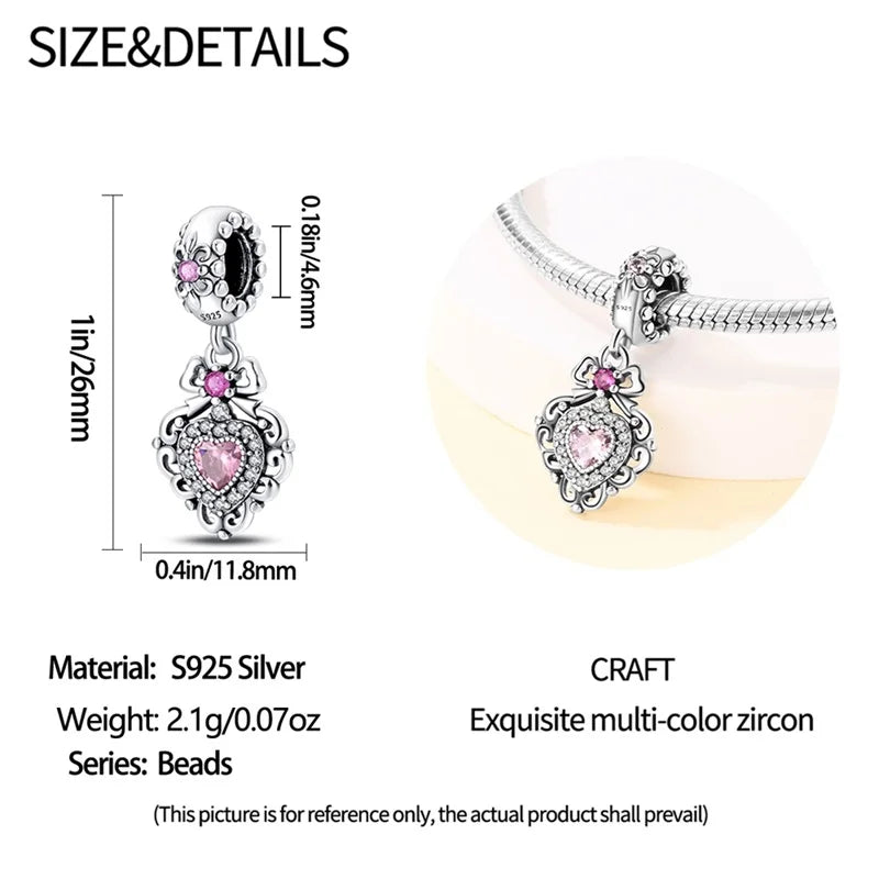 Hot Sale 925 Silver Retro Heart Shape Lotus Angel Charm Beads Fit Pandach Original DIY Bracelets Birthday Gifts Fine Jewelry