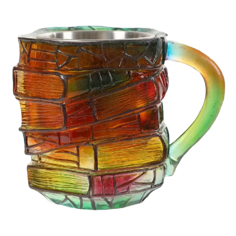 3D Painted Book Mug Wear Resist Unique Handmade Drink Cup Multi-Purpose Novelty Water Mug for Beer Wine Juice Tea Coffee