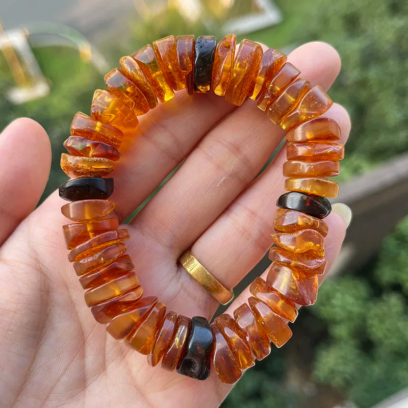 Big Natural Amber Bracelet for Unisex Gift Irregular New Unique 100% Genuine Ambre Diy Beads Healing Jewelry Supplier Wholesale