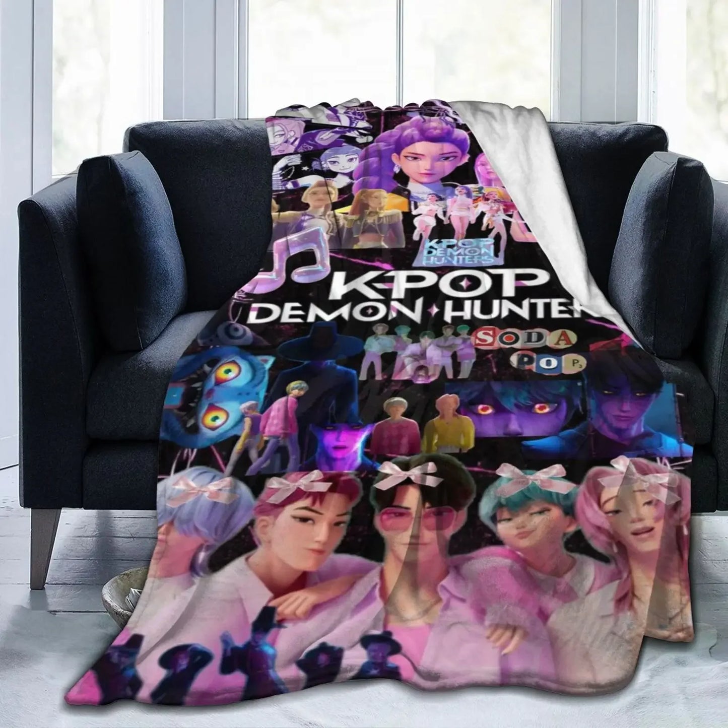 Cool K-Pop Demon Anime Hunter Super Soft Flannel Blanket