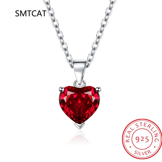 Natural Garnet Citrine Blue Topaz Green Emerald Ruby 925 Sterling Silver Heart Pendant Necklace Colorful Gemstone Jewelry