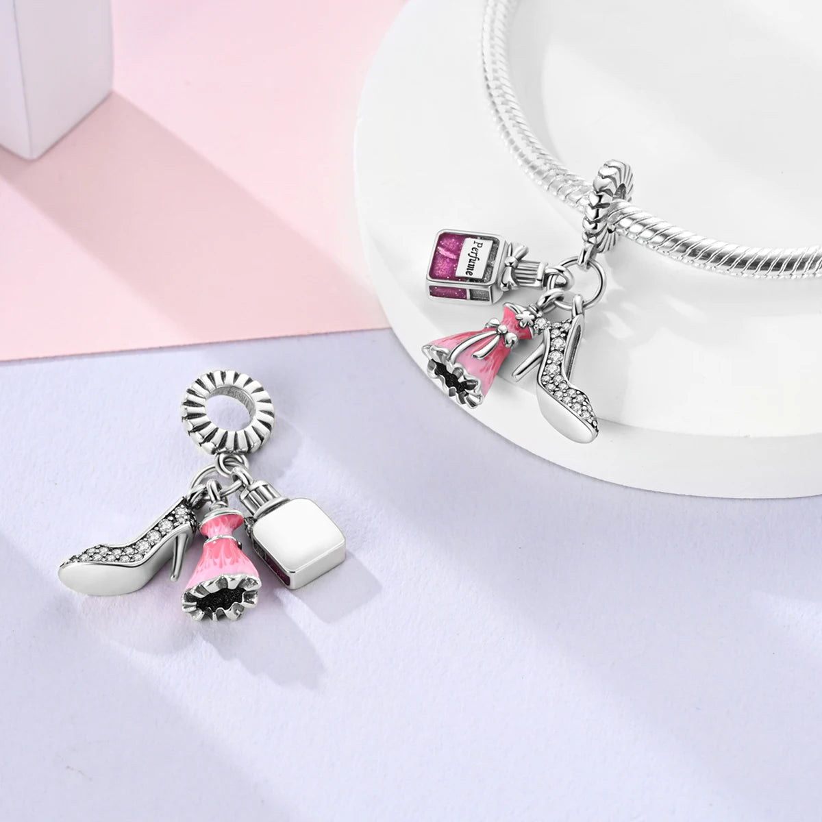Original Charms 925 Silver Plated Bee Moon Star Pendant Fit Bracelet Making For Woman Fashion Jewelry