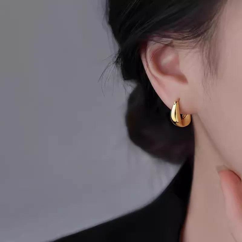 925 Sterling Silver Hoops Earrings for Women Fashion Simple Chunky Round Circle Drop Earring Prevent Allergy Jewelry Party Gifts